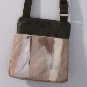 Diane Gail South African Springbok Fur leather Crossbody Purse Bag Tan & Brown